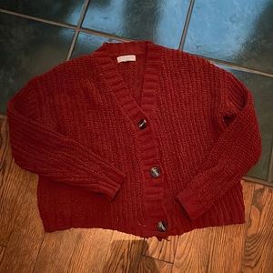 Crop- button up- burnt orange color Med sweater